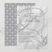 Silver Rosary Beads First Heilige Communie Kaart (Voorkant / Achterkant)