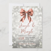 Silver Rose Gold Jingle Mingle Christmas Bow  Kaart (Voorkant)
