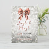 Silver Rose Gold Jingle Mingle Christmas Bow  Kaart (Staand voorkant)