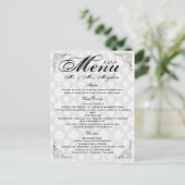 Silver Rose Wedding Dinner Menu Thank you Note (Staand voorkant)
