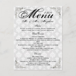 Silver Rose Wedding Dinner Menu Thank you Note