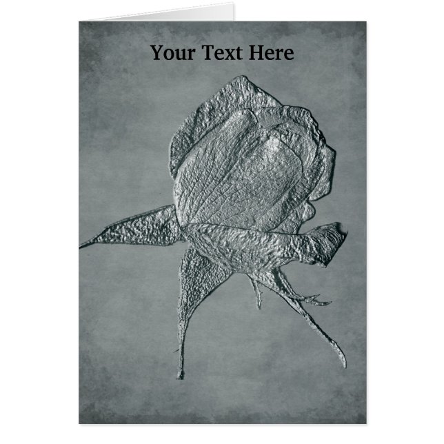 Silver Rosebud Floral Art-fotokaart (Voorkant)