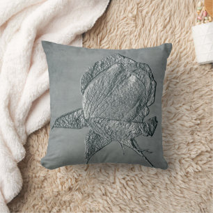 Silver Rosebud Floral Art Kussen