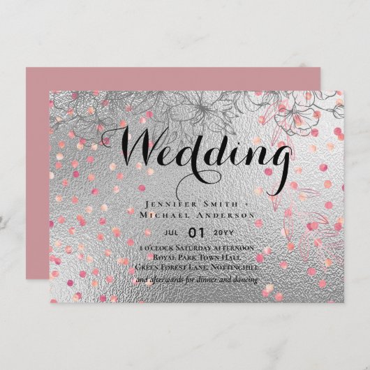 Silver Rosegold WEDDING Metallic Glitter BUDGET (Voorkant / Achterkant)