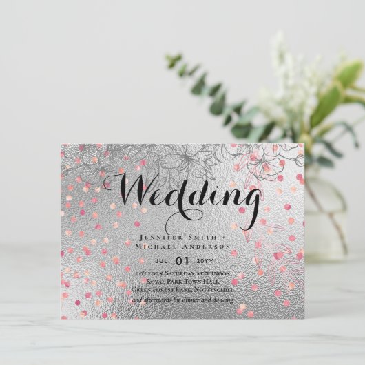 Silver Rosegold WEDDING Metallic Glitter BUDGET (Staand voorkant)