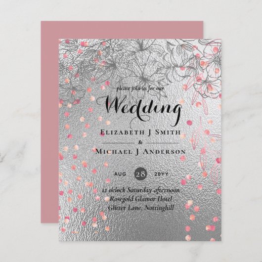 Silver Rosegold WEDDING Metallic Glitter BUDGET (Voorkant / Achterkant)
