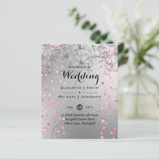 Silver Rosegold WEDDING Metallic Glitter BUDGET (Staand voorkant)