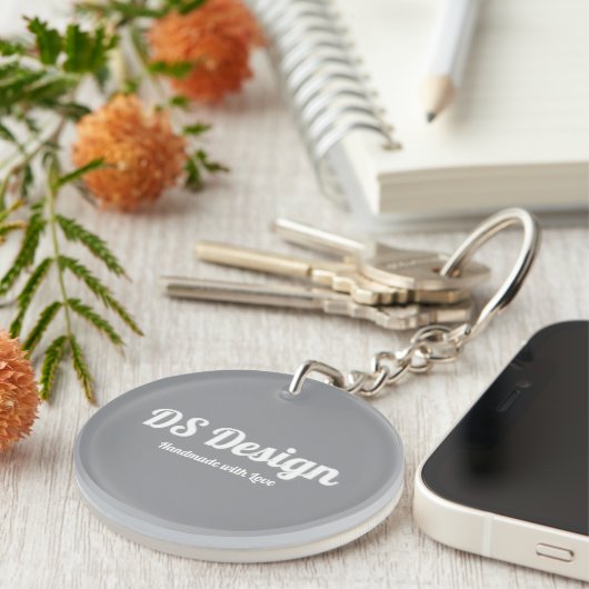 Silver Round Keychain (Voorkant Rechts)