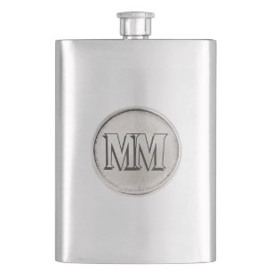 Silver Round met monogram - Premium Flask Flacon