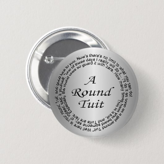 Silver Round Tuit Ronde Button 5,7 Cm (Voorkant /achterkant)