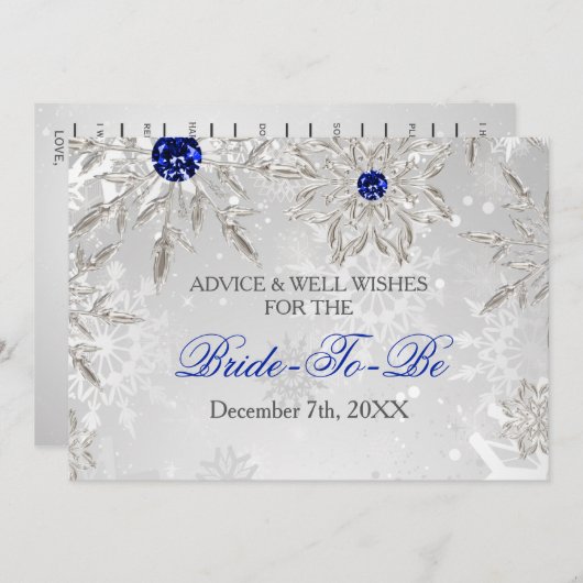 Silver Royal Blue Advice en Well Wishes Card Kaart (Voorkant / Achterkant)