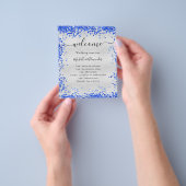 Silver royal blue bruiloft programme - budget flyer (Hand)