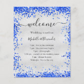 Silver royal blue bruiloft programme - budget flyer (Voorkant)