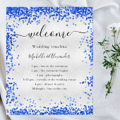 Silver royal blue bruiloft programme - budget flyer
