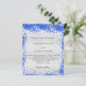 Silver royal blue budget bruiloft-uitnodiging (Staand voorkant)