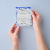 Silver royal blue budget bruiloft-uitnodiging flyer (Hand)