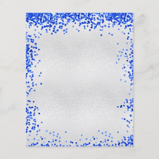 Silver royal blue budget bruiloft-uitnodiging flyer (Achterkant)