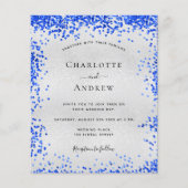 Silver royal blue budget bruiloft-uitnodiging flyer (Voorkant)