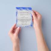 Silver royal blue budget bruiloft-uitnodiging flyer (Hand)