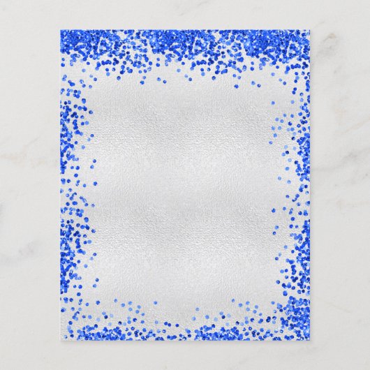 Silver royal blue budget bruiloft-uitnodiging flyer (Achterkant)