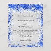 Silver royal blue budget bruiloft-uitnodiging flyer (Voorkant)