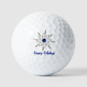 Silver Royal Blue Crystal Snowflake Prettige feest Golfballen (Voorkant)