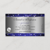 Silver Royal Blue Glitter Sparkle Stars en Logo Visitekaartje (Achterkant)