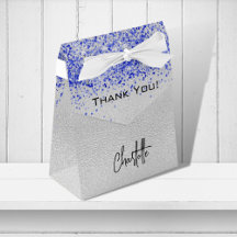 Silver royal blue glitter sparkles name