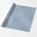 Silver Royal Blue Gray Floral Damask Vip Cadeaupapier<br><div class="desc">Minimalisme en elegante glam- en grafisch afval</div>