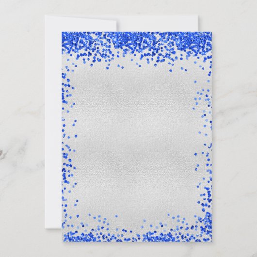 Silver royal blue luxueuze bruiloft kaart (Achterkant)