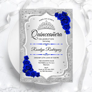 Silver Royal Blue Quinceanera Kaart