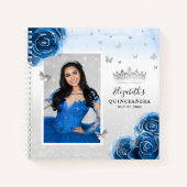 Silver Royal Blue Rozen Foto Quinceanera Guest Notitieboek (Voorkant)