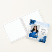 Silver Royal Blue Rozen Foto Quinceanera Guest Notitieboek (Binnen)