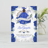 Silver Royal Blue Rozen Western Charra Quinceañera Kaart (Staand voorkant)