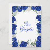 Silver Royal Blue Rozen Western Charra Quinceañera Kaart (Achterkant)