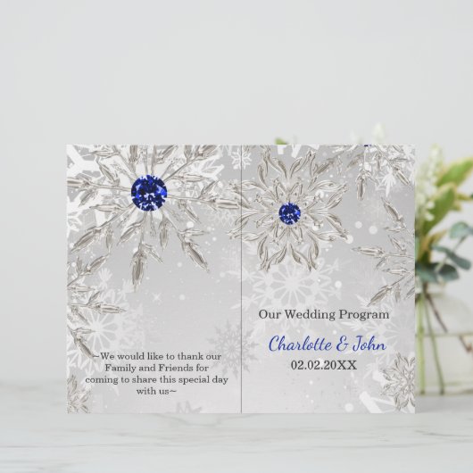 Silver Royal blue snewflake wintertrouwprogramma (Staand voorkant)
