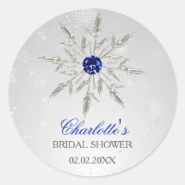 Silver Royal Blue snewflakes vrijgezellenfeest Ronde Sticker