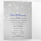 Silver Royal Blue Snowflake Winter Wedding Drieluik Programma (Binnenzijde eerst)