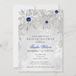 Silver Royal Blue Snowflakes Winter Vrijgezellenfe Kaart