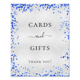 Silver royal blue trouwkaartjes cadeaus foto afdruk
