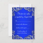 Silver Royal en Blauwgroen Blue Masquerade Party R RSVP Kaartje (Achterkant)