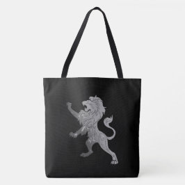 Silver Royal Lion Black Tote Bag