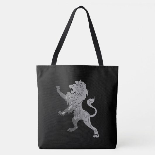 Silver Royal Lion Black Tote Bag (Voorkant)