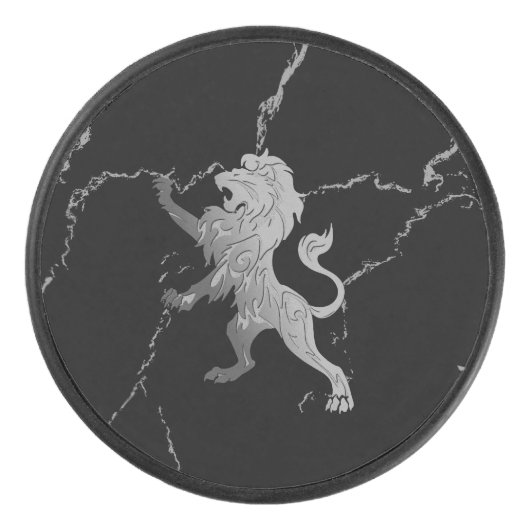 Silver Royal Lion Hockey Puck (Voorkant)