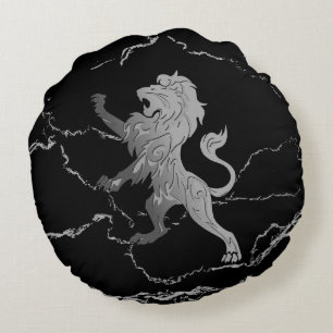 Silver Royal Lion Rond Kussen