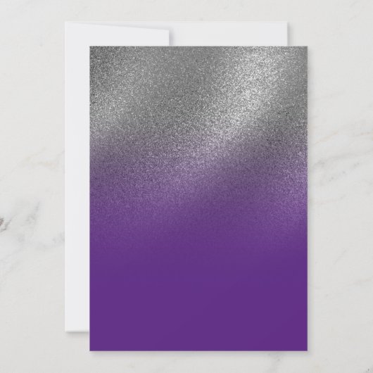 Silver Royal Paars Glitter Ombre Save the Date Kaart (Achterkant)