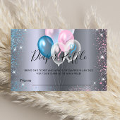 Silver roze blauwe ballon baby shower diaper raffi informatiekaartje
