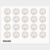 Silver & Roze Floral Hartelijk dank Baby shower Ronde Sticker (Vel)