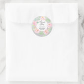 Silver & Roze Floral Hartelijk dank Baby shower Ronde Sticker (Tas)