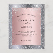 Silver roze glitter elegant bruiloft flyer (Voorkant)